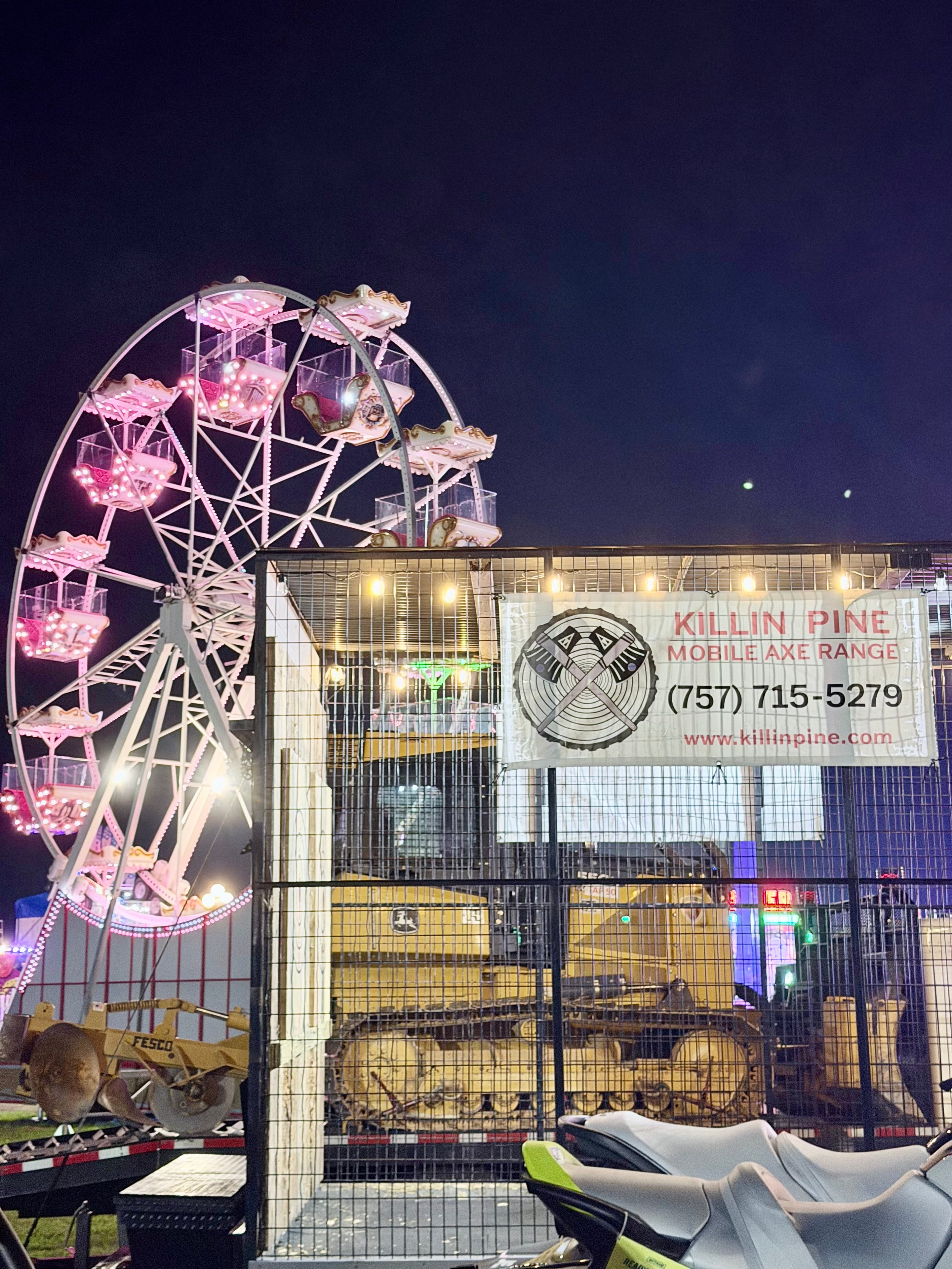 Event setup with lights at night venue